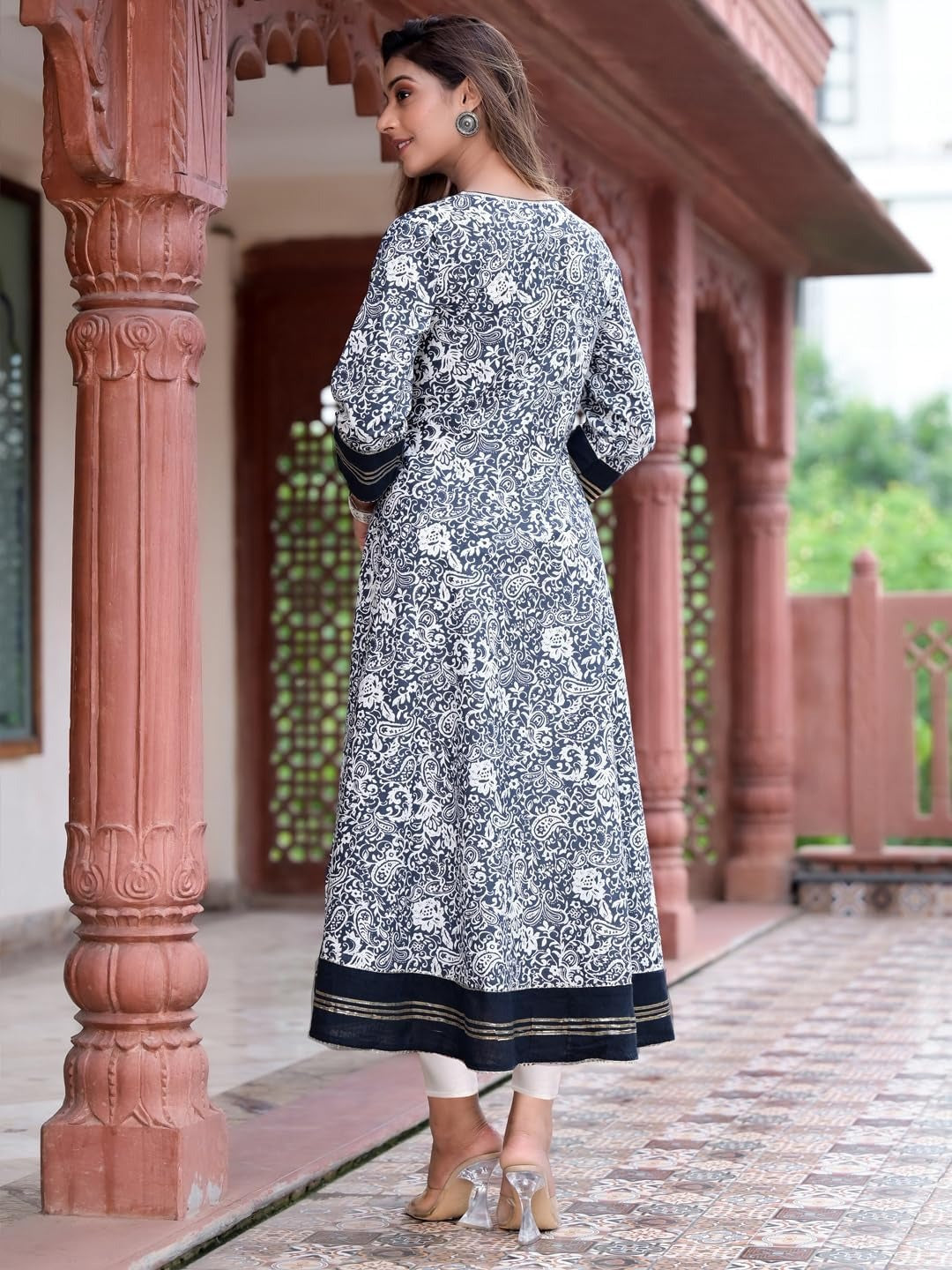 Xentarfy Cotton Floral Print Anarkali Kurta Dress