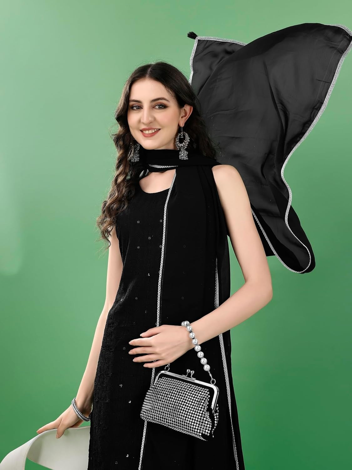 Xentarfy Georgette Chikankari Kurta Palazzo Dupatta Set