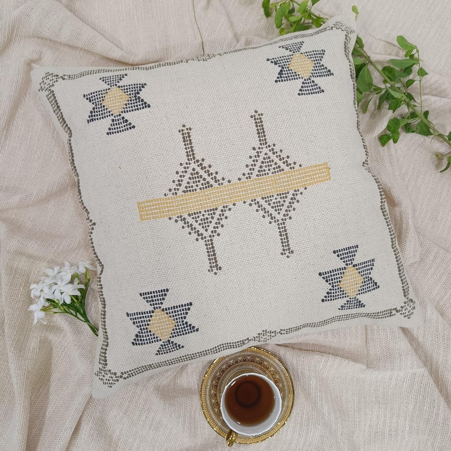 Xentarfy Handmade Cotton Kilim Cushion Cover 18x18