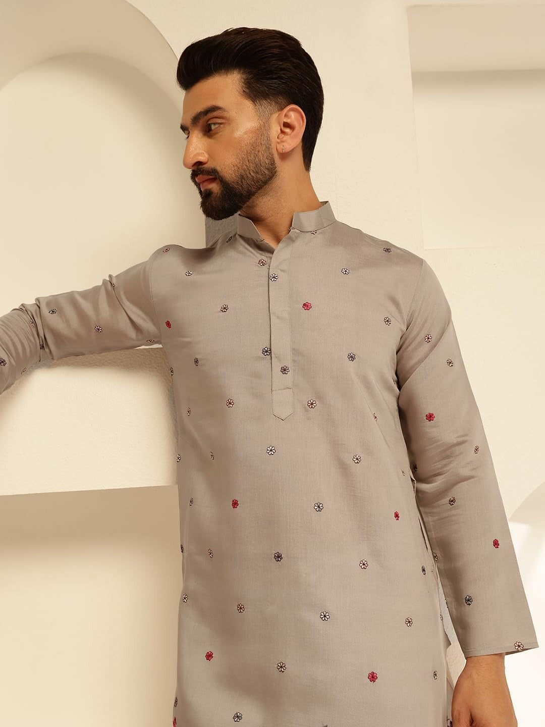 Xentarfy Men’s Cotton Silk Embroidered Long Kurta
