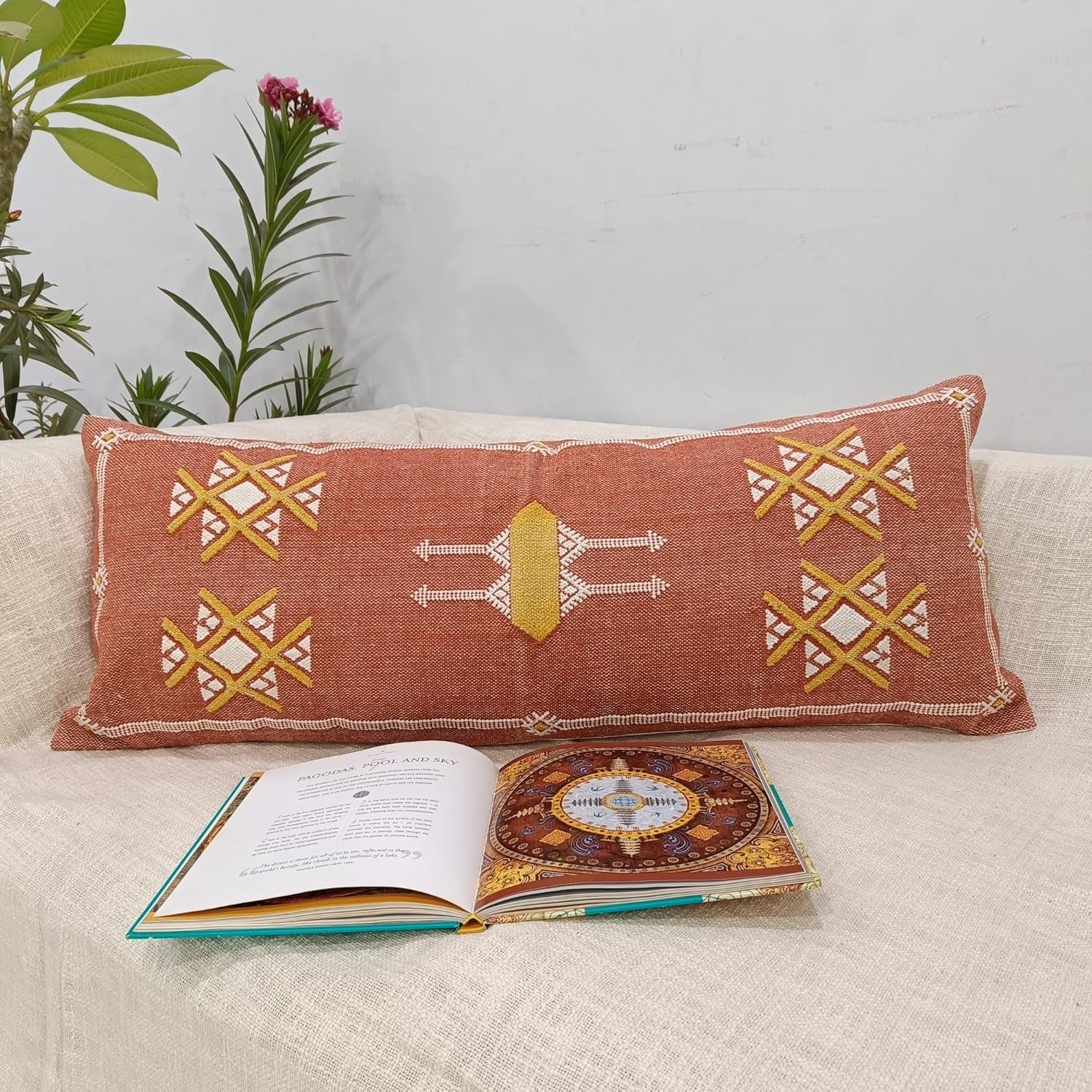 Xentarfy Cotton Kilim Lumbar Cushion Cover 14x36
