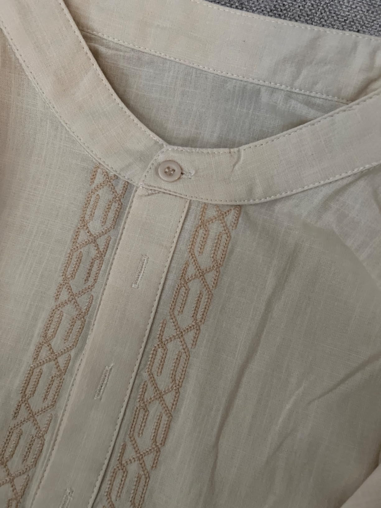 Xentarfy Men’s Cotton Linen Henley Kaftan Thobe
